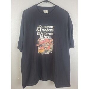 Retro Vibe Graphic T-Shirt Mens 2XL Black Dungeons Dragons Parody Tee  D&D